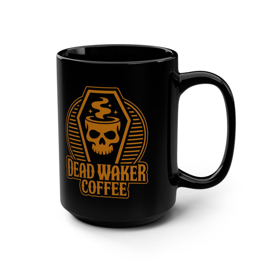 Dead Waker Coffee Coffin Skull Mug – 15oz Black Ceramic