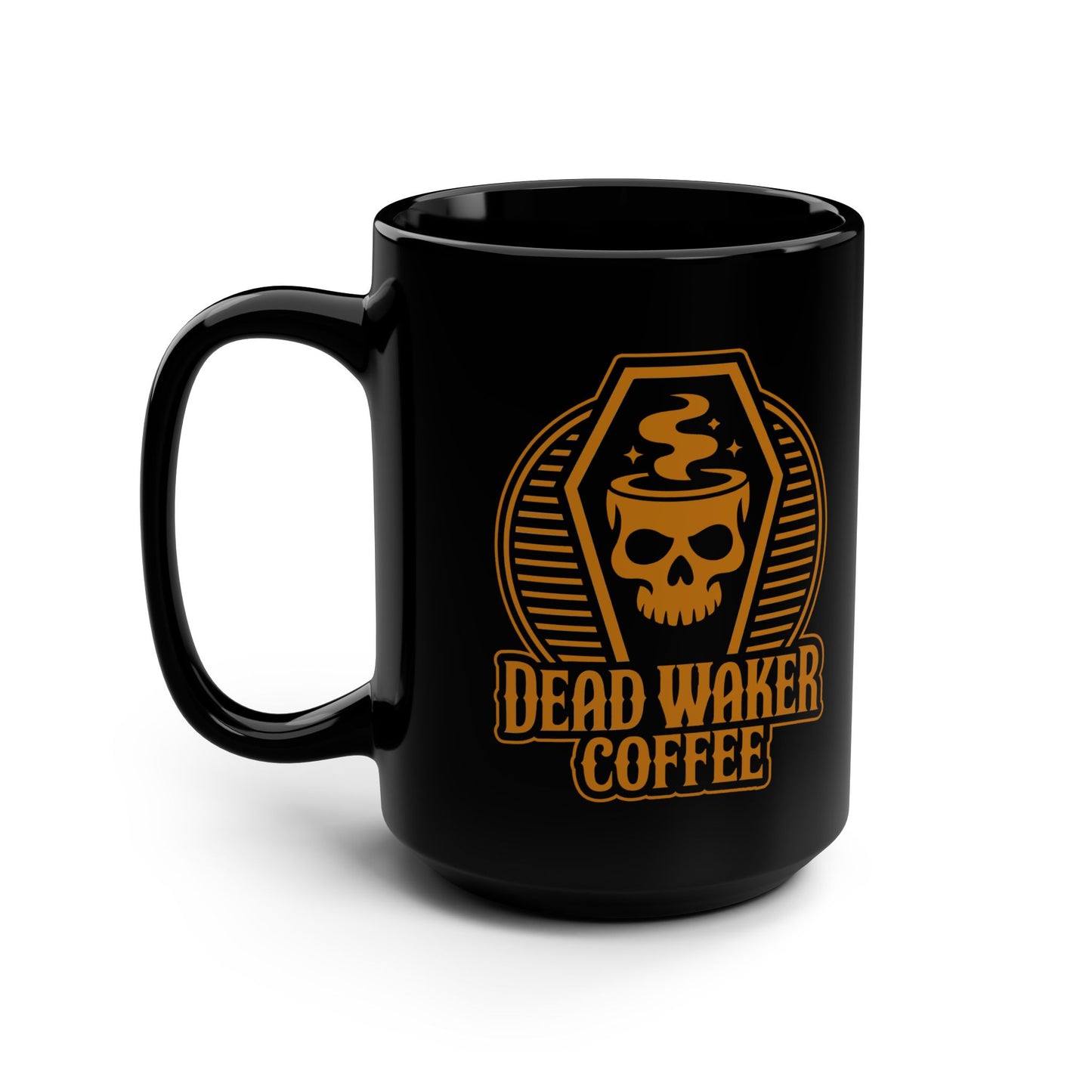 Dead Waker Coffee Coffin Skull Mug – 15oz Black Ceramic